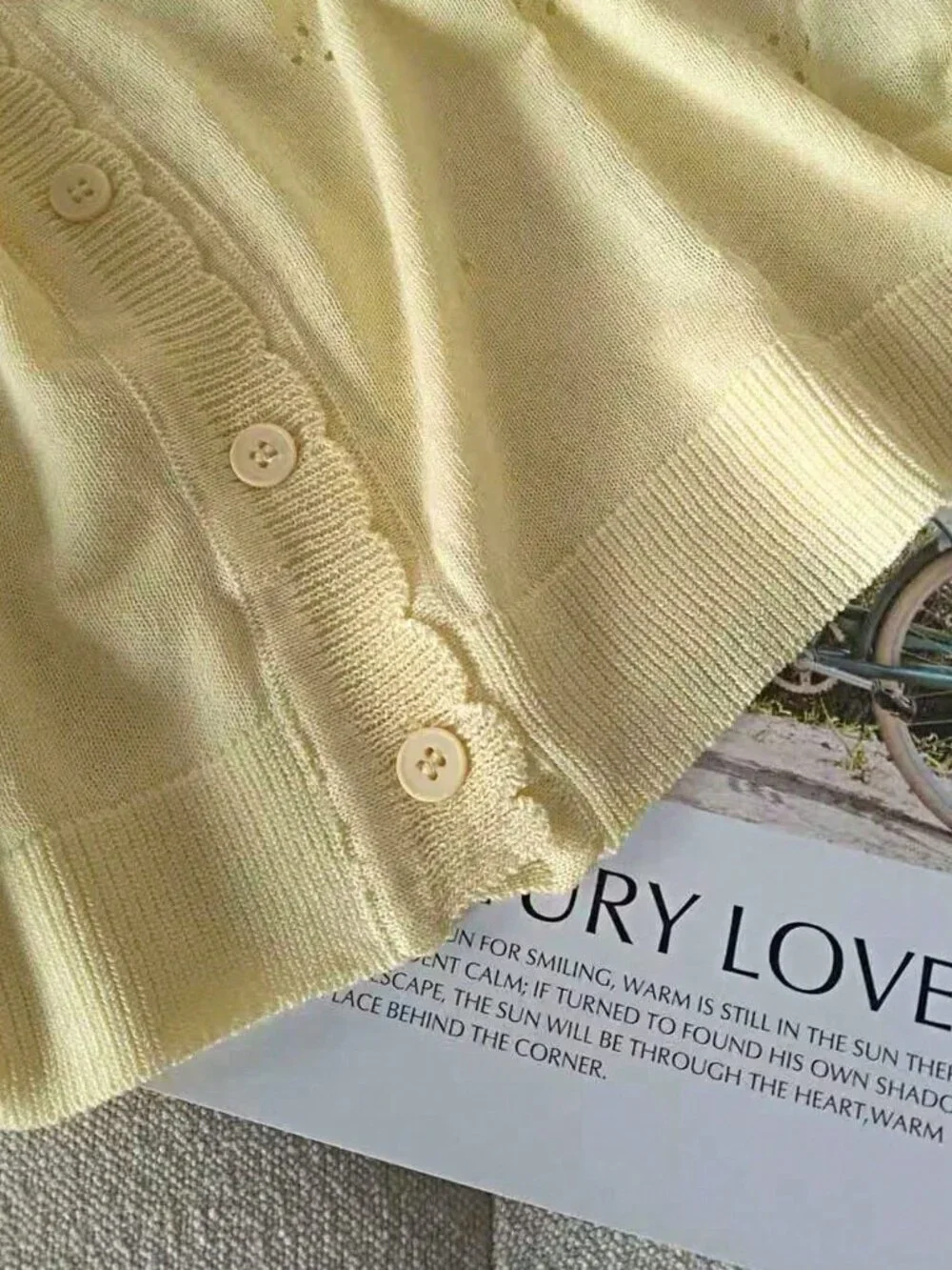 Yellow Casual Women's Lightweight Knit Cardigan
